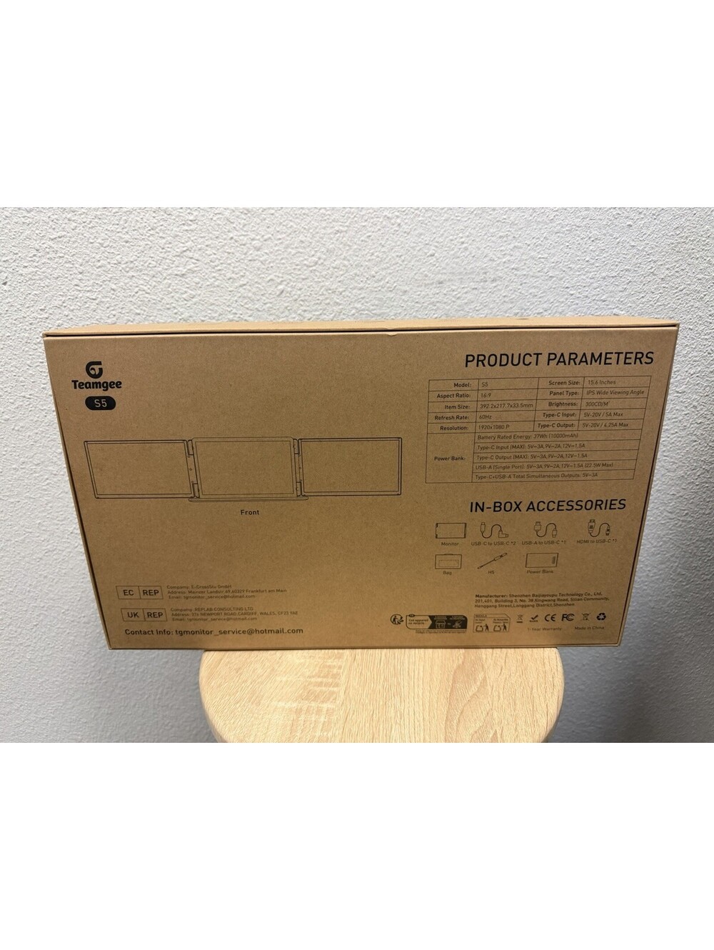 Teamgee 15.6" Laptop Screen Extender with Power Bank, FHD 1080P Triple Monitor